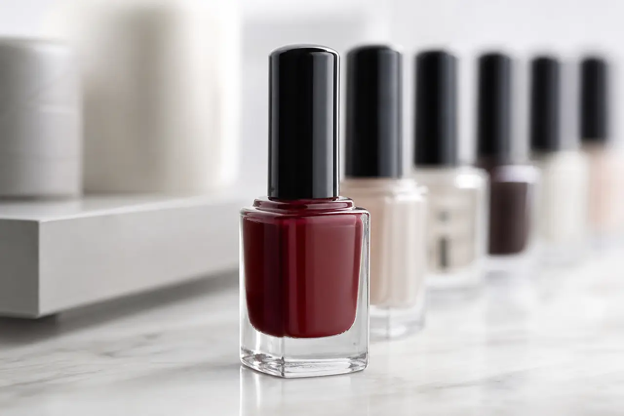 Onglerie : détail matière du soin (produit, texture, geste), gros plan